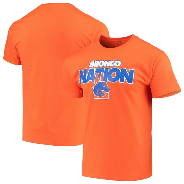 Russel Boise State Broncos Printed Fan T-Shirts 100/% Cotton Blue and Orange